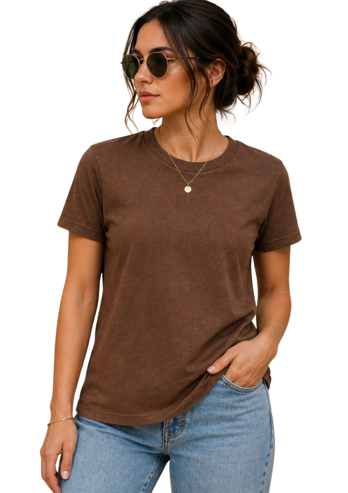 Women’s Vintage Brown Boyfriend T-Shirt – Premium Airlume Cotton Tee