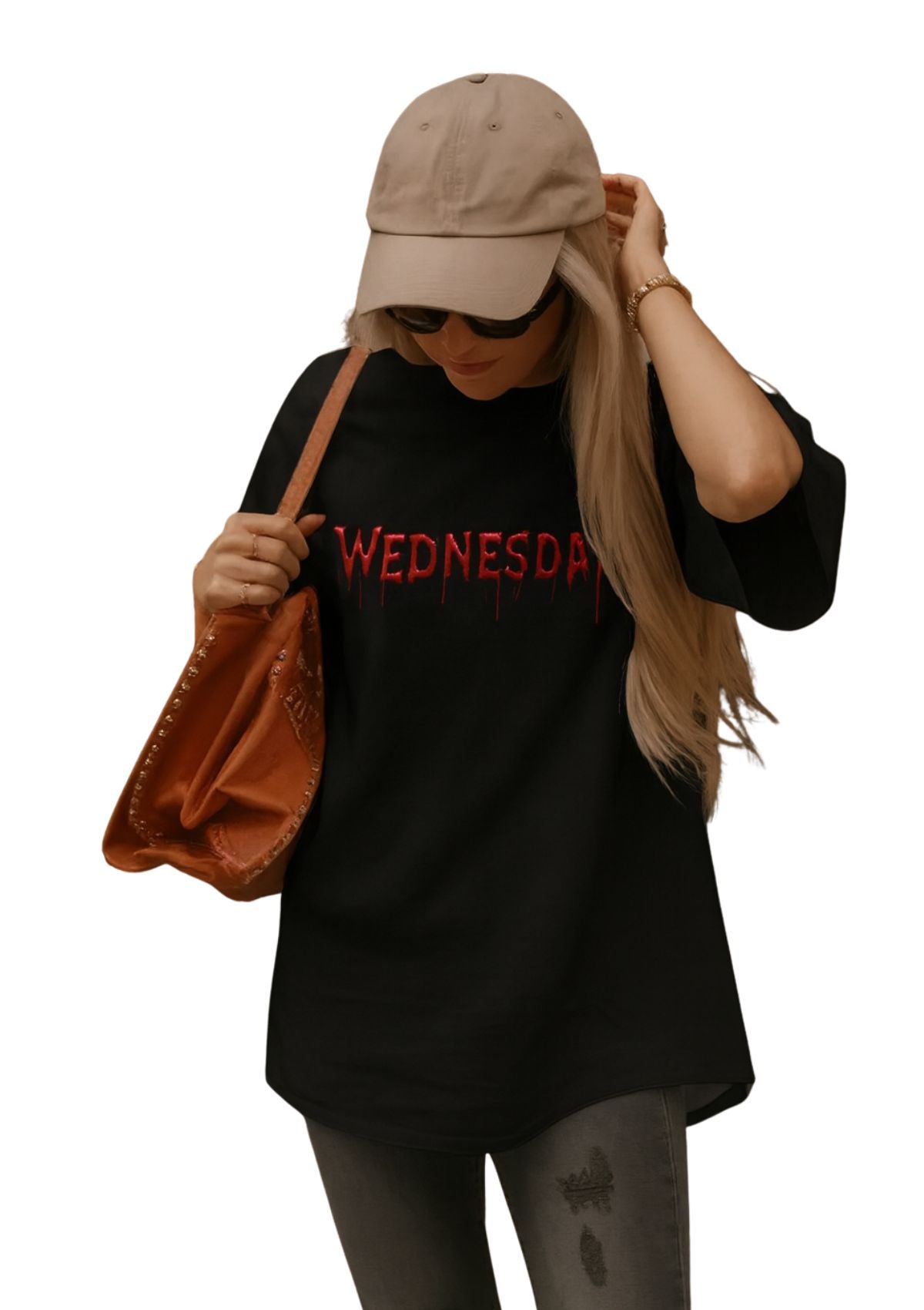 Perfect TShirt – Women’s Boyfriend Tee in Black | “Wednesday” Bleeding 3D Graphic