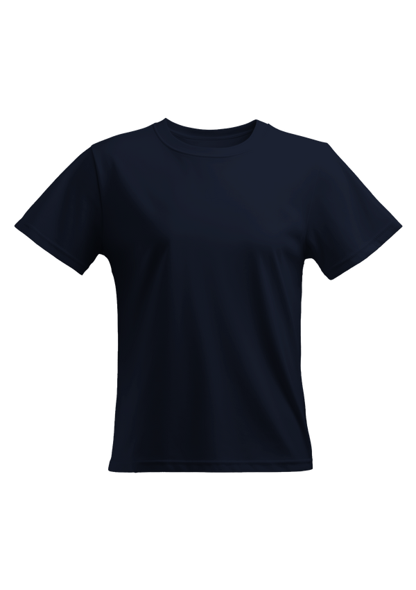 Women's Short Sleeve Crew Neck Navy Blue  Relax Fit T-Shirt