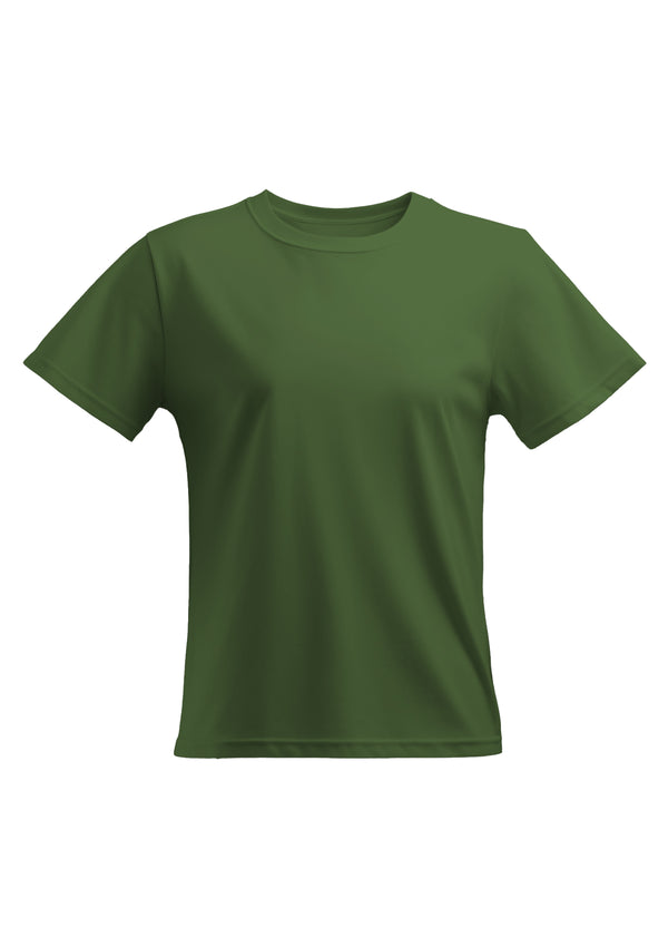 Women's Short Sleeve Crew Neck Leaf Green Relax Fit T-Shirt
