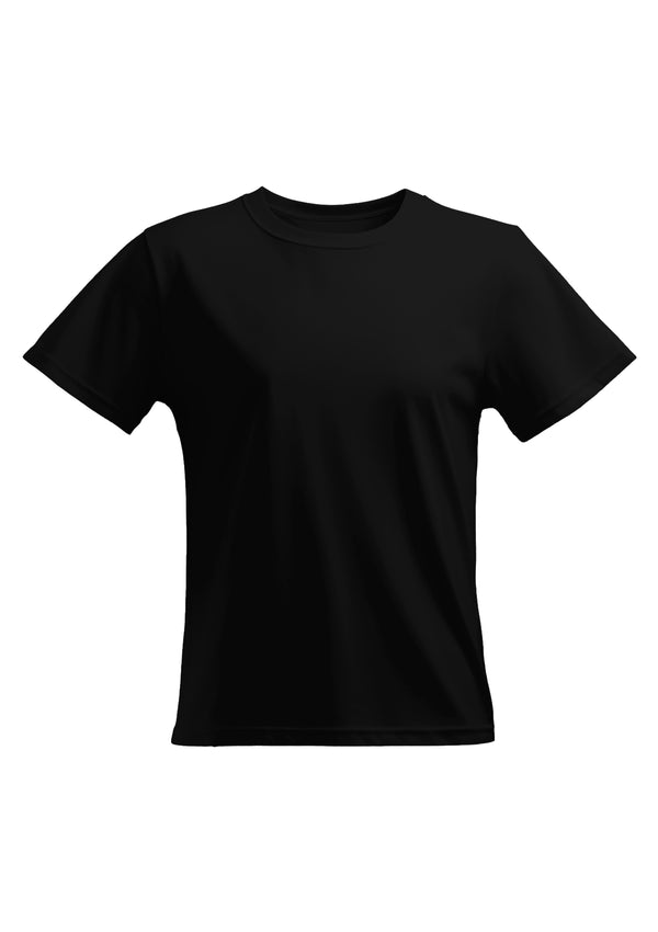 Women's Short Sleeve Crew Neck Black  Relax Fit T-Shirt