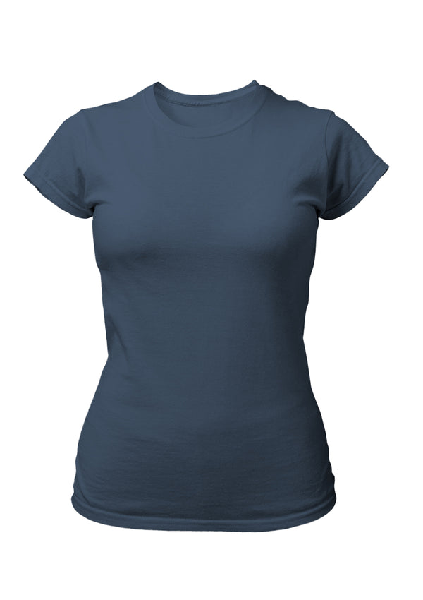 3D Image of a Steel Blue Short Sleeve Crew  Neck Slim Fit Women's T-Shirt from the Perfect TShirt Co.