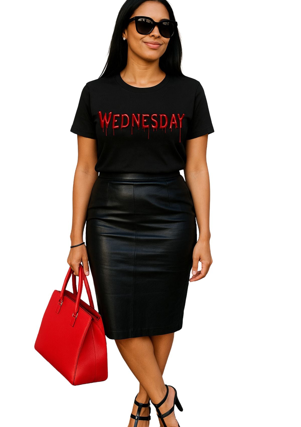 Perfect TShirt – Women’s Boyfriend Tee in Black | “Wednesday” Bleeding 3D Graphic
