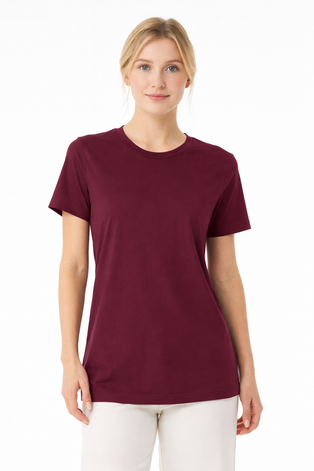 Women’s Relaxed Burgundy Short Sleeve T-Shirt