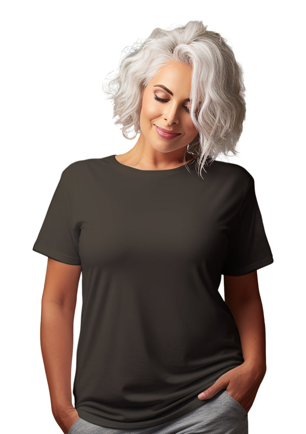 Women's Short Sleeve Crew Neck Asphalt Gray Relax Fit T-Shirt