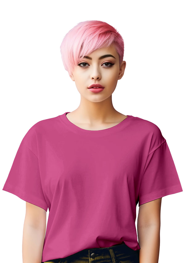 Women's Short Sleeve Crew Neck Charity Pink Relax Fit T-Shirt