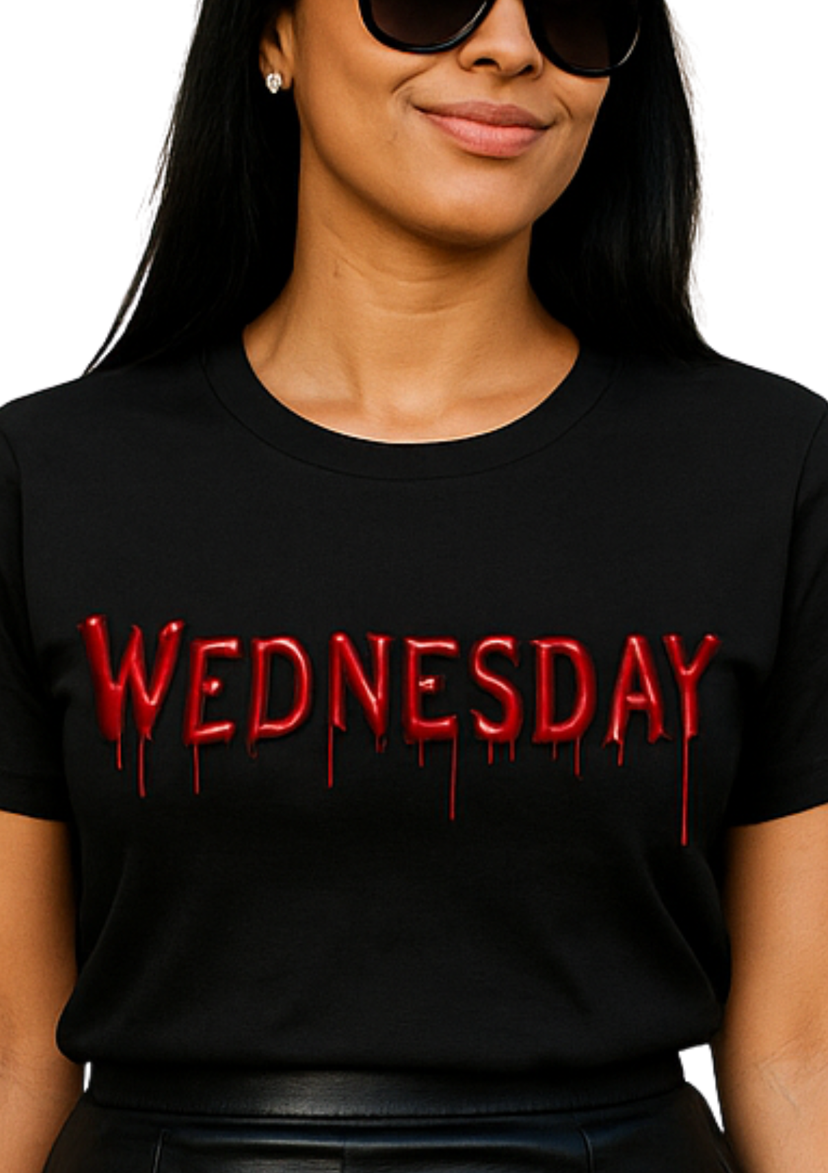 Perfect TShirt – Women’s Boyfriend Tee in Black | “Wednesday” Bleeding 3D Graphic