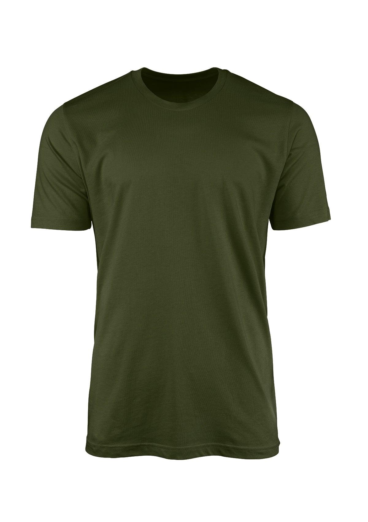 Mens T-Shirt Short Sleeve Crew neck Olive Green Cotton - Perfect TShirt Co