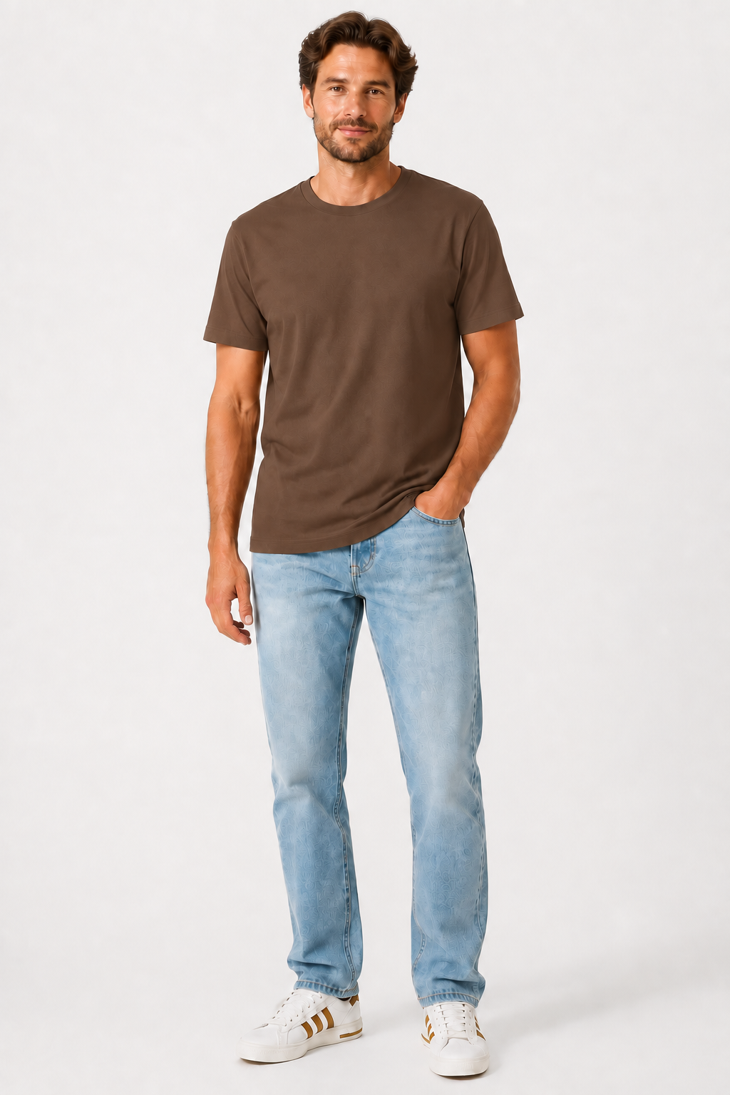 Men’s Espresso Heather T-Shirt – Classic Fit Crew Neck