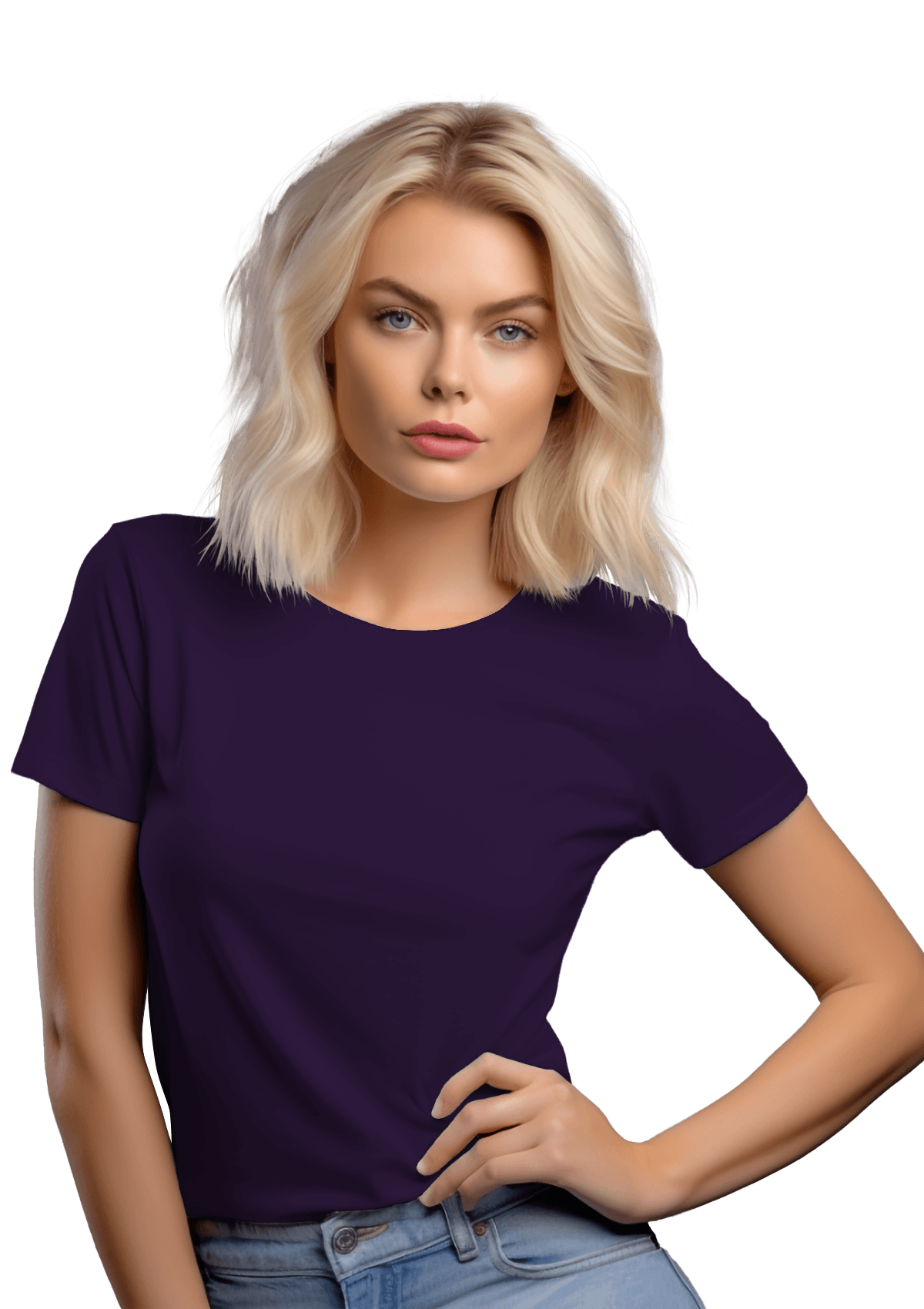 Perfect TShirt Co Women's Short Sleeve Crew Neck Cosmic Purple Slim Fit T-Shirt - Perfect TShirt Co