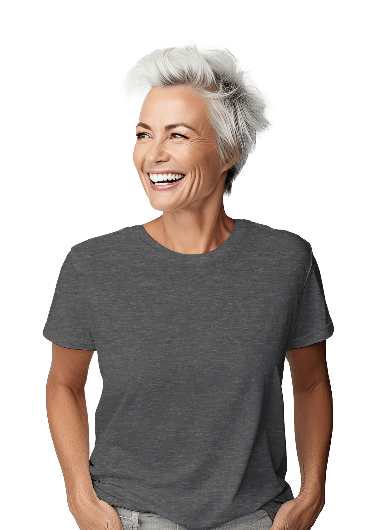 Perfect TShirt Co Women's Short Sleeve Crew Neck Gray Triblend Relax Fit T-Shirt - Perfect TShirt Co