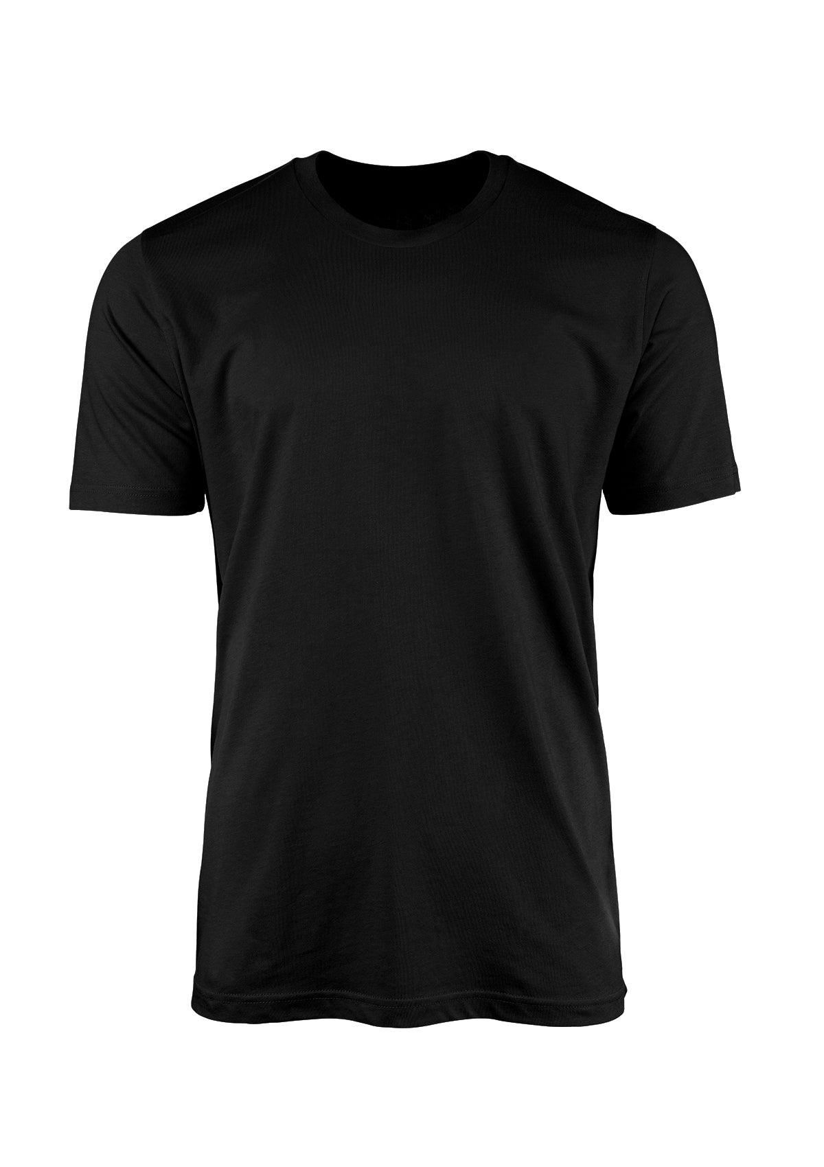 Perfect Men s Crew Neck Black Wrinkle Free T Shirt L Black Cotton Polyester