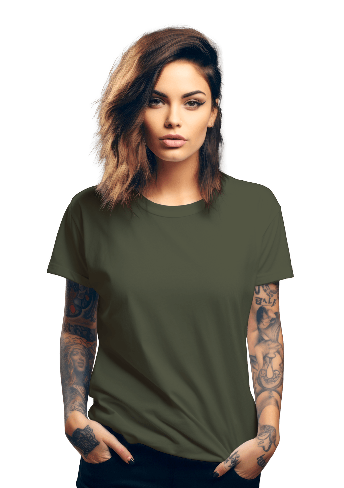 Women's Military Green Boyfriend Style T-Shirt - Perfect TShirt Co