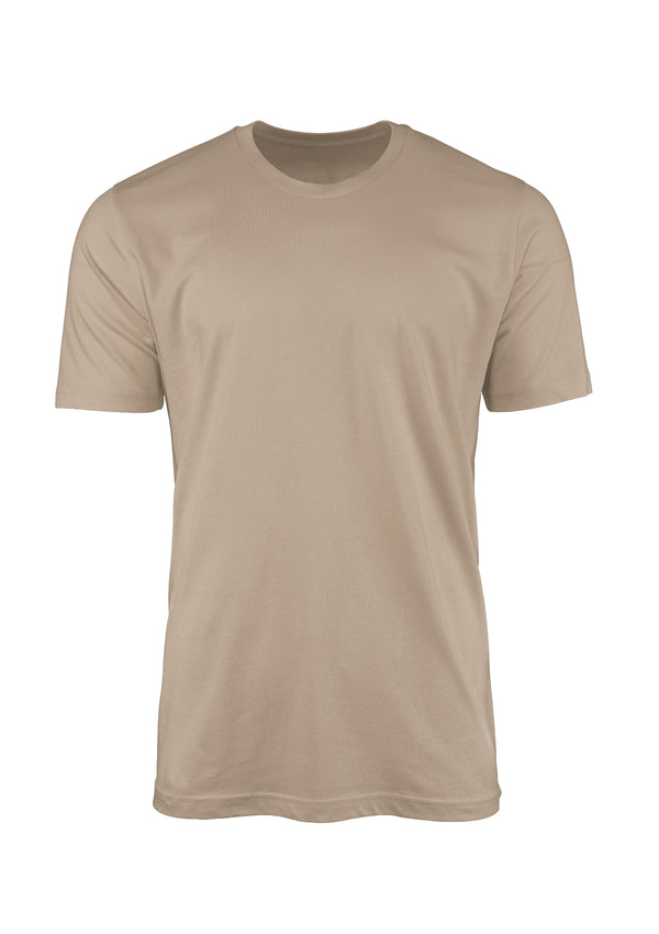 3D front view short sleeve crew neck mens t-shirt in tan brown cotton from the Perfect TShirt Co.