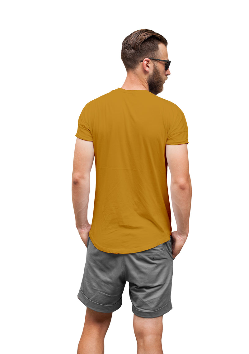 perfect men's crew neck t-shirt mustard- yellow back view
