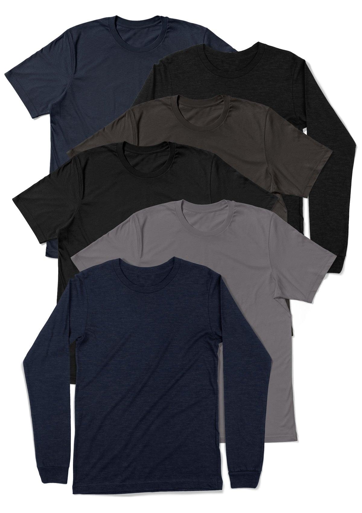 rough dress long sleeve t shirt ROUGH DRESS MEN'S Cotton Blend Crew Neck Long Sleeves T-shirt(BLACK M)NWT