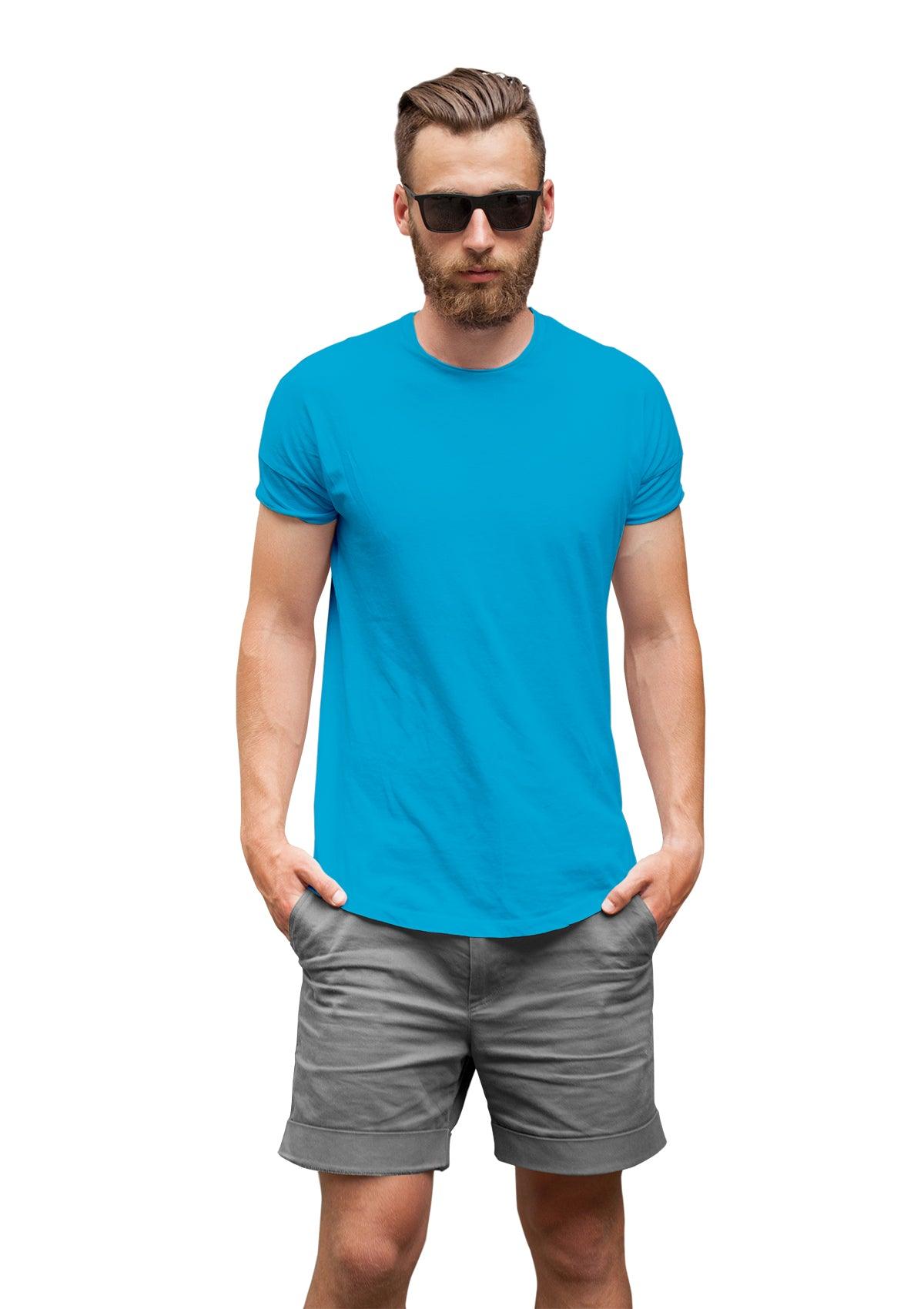 Men's Short Sleeve Crew Neck T-Shirt - Aqua Blue - Perfect TShirt Co