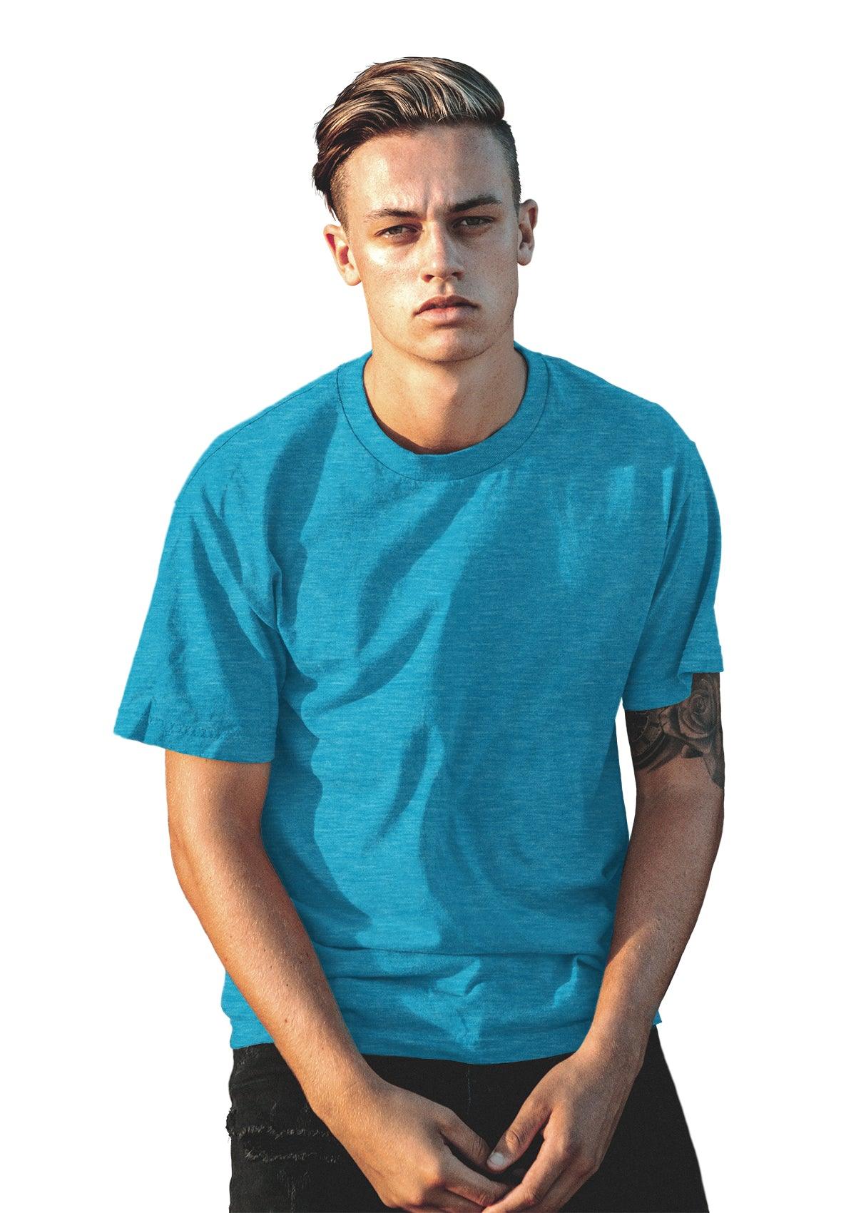 Men's Short Sleeve Crew Neck T-Shirt - Aqua Triblend - Perfect TShirt Co