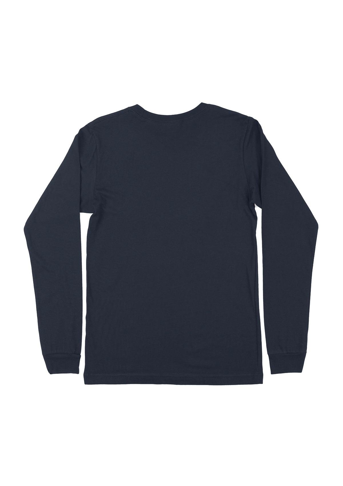 Mens T-Shirt Long Sleeve Crew Neck Navy Blue - Perfect TShirt Co