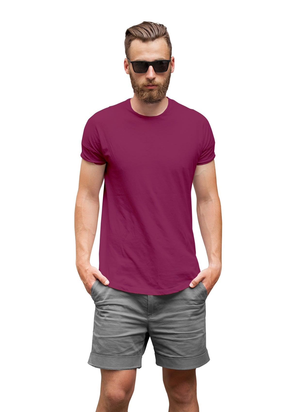 Mens T-Shirt Short Sleeve Crew Neck Berry Red Cotton - Perfect TShirt Co