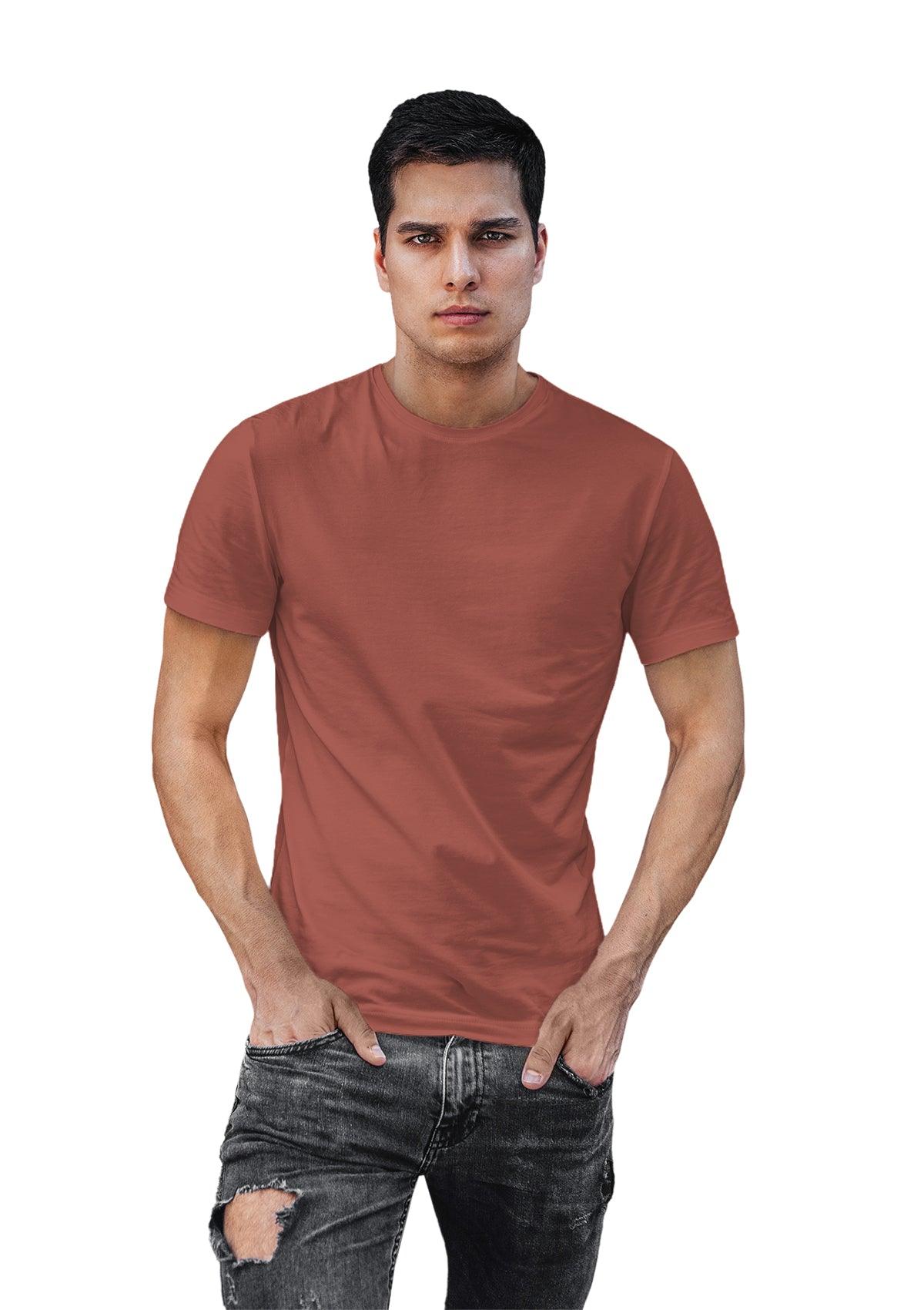 Mens T-Shirt Short Sleeve Crew Neck Clay Brown Cotton - Perfect TShirt Co