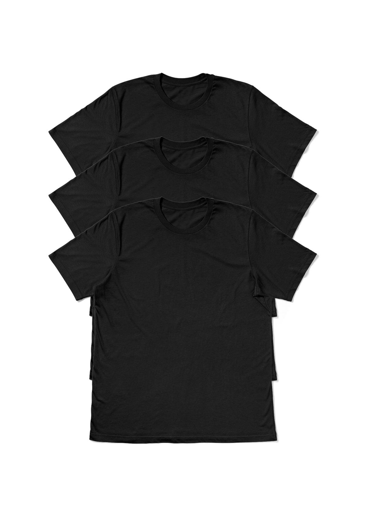 Mens T-Shirts Short Sleeve Crew Neck Black 3 Pack - Perfect TShirt Co