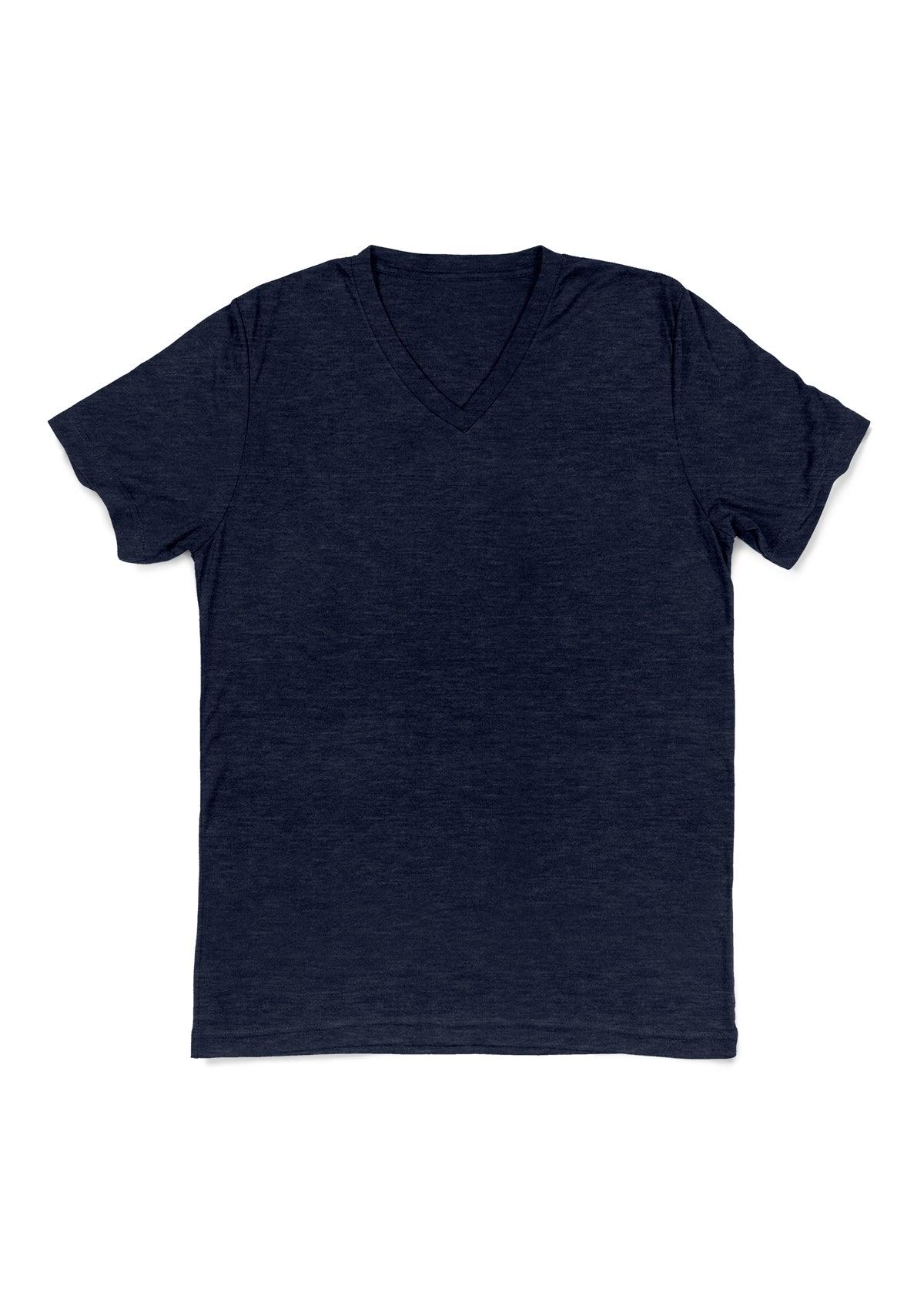 Mens T-Shirts Short Sleeve V-Neck Navy Blue Triblend - Perfect TShirt Co