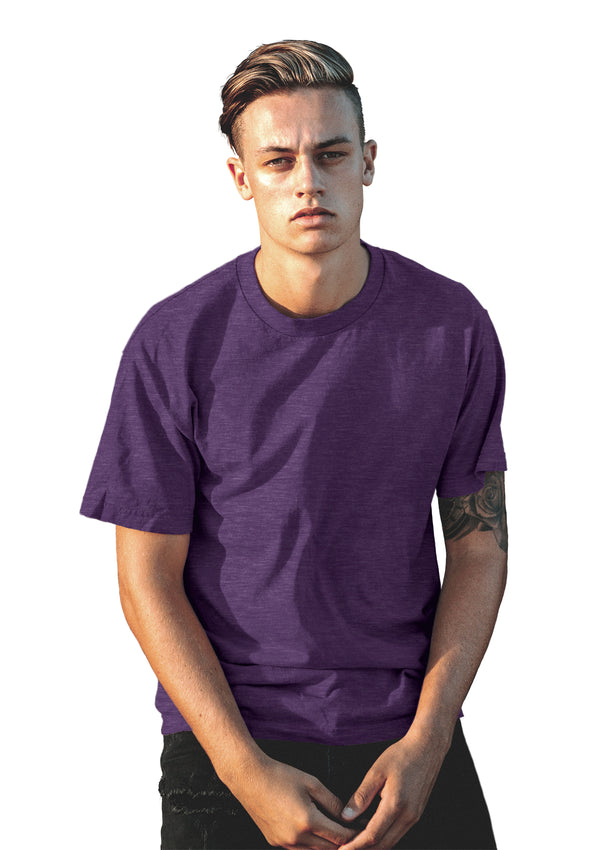 Mens T-Shirts Short Sleeve Crew Neck Purple Triblend