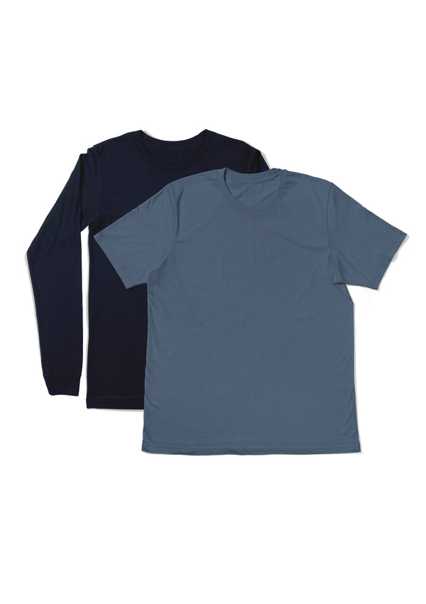Mens T-Shirts Long & Short Sleeve 2 Pack Bundle