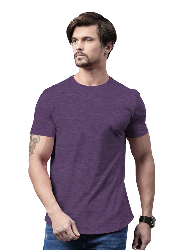 Mens T-Shirt Short Sleeve Crew Neck Royal Purple Heather