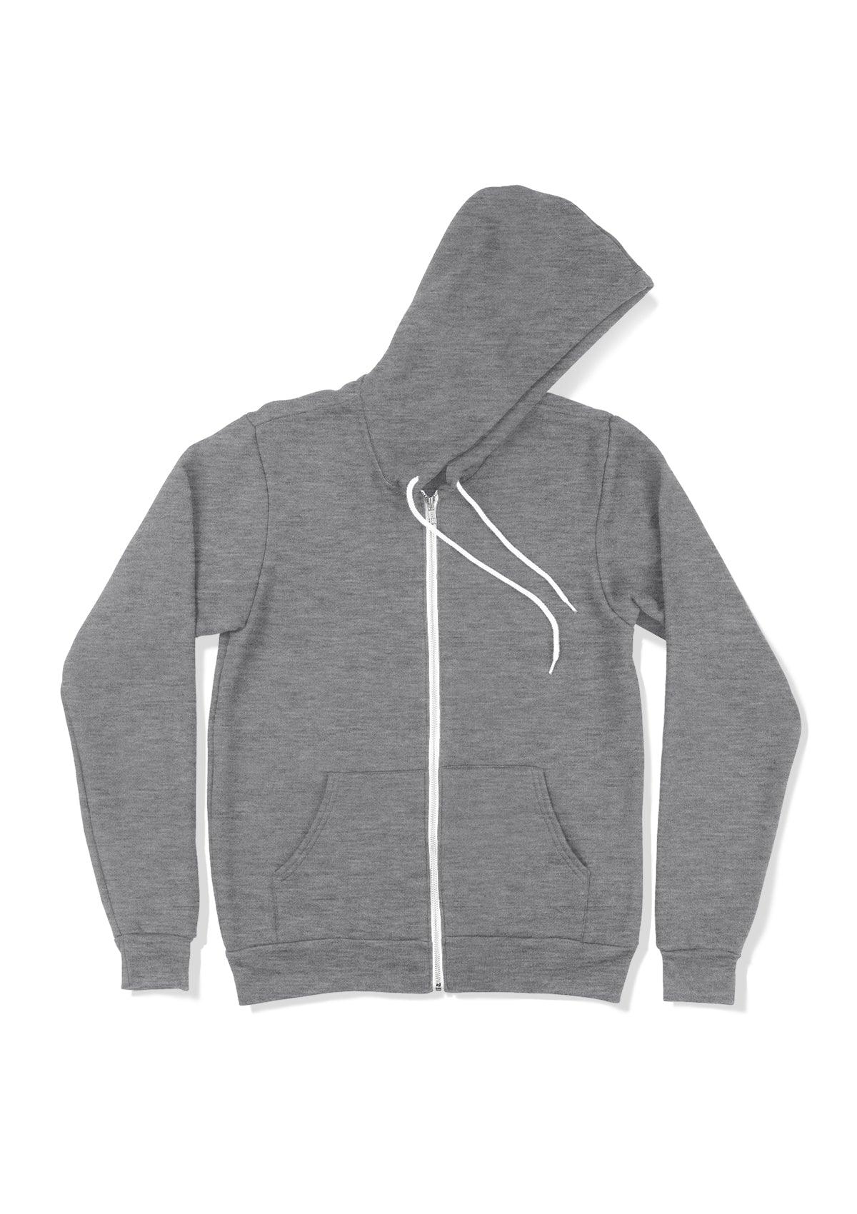 Zip Kangaroo Fleece Hoodie - Athletic Gray Heather - Perfect TShirt Co