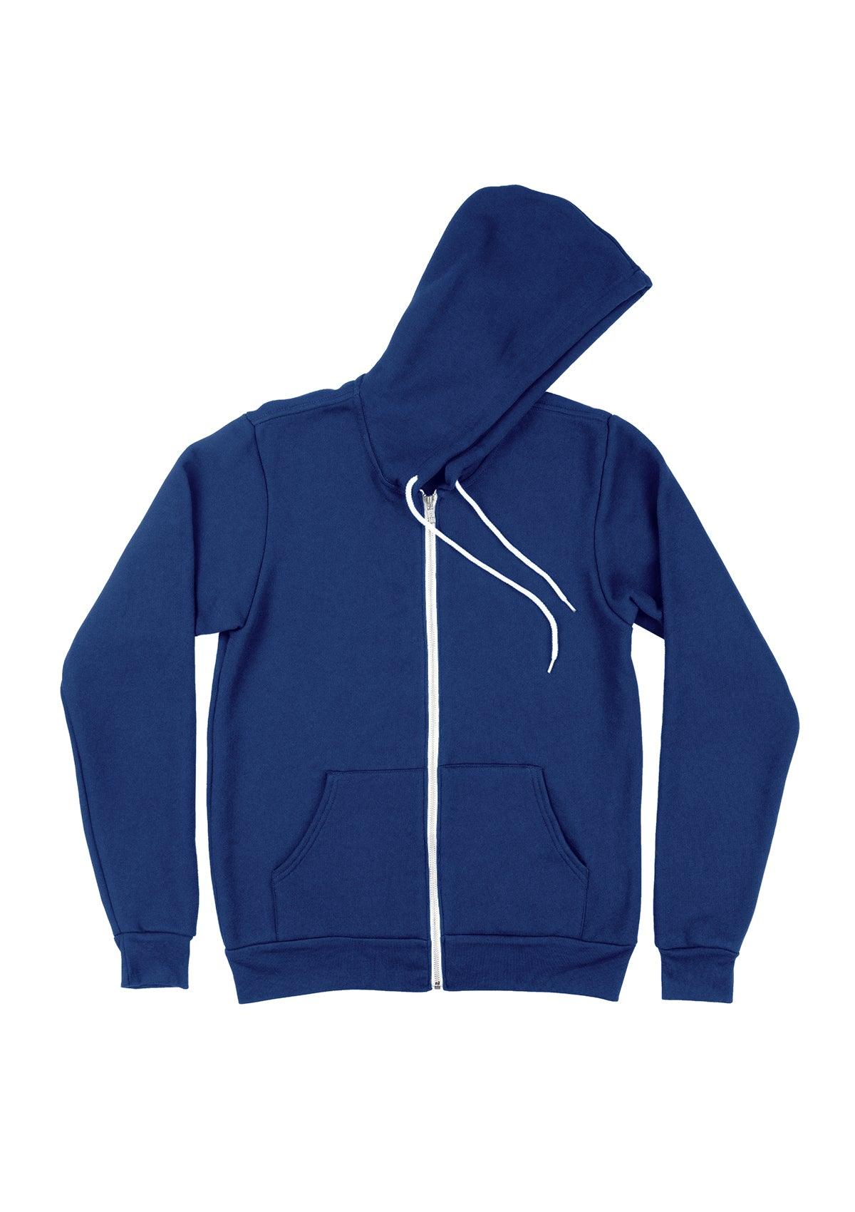 Zip Kangaroo Fleece Hoodie - Royal Blue - Perfect TShirt Co