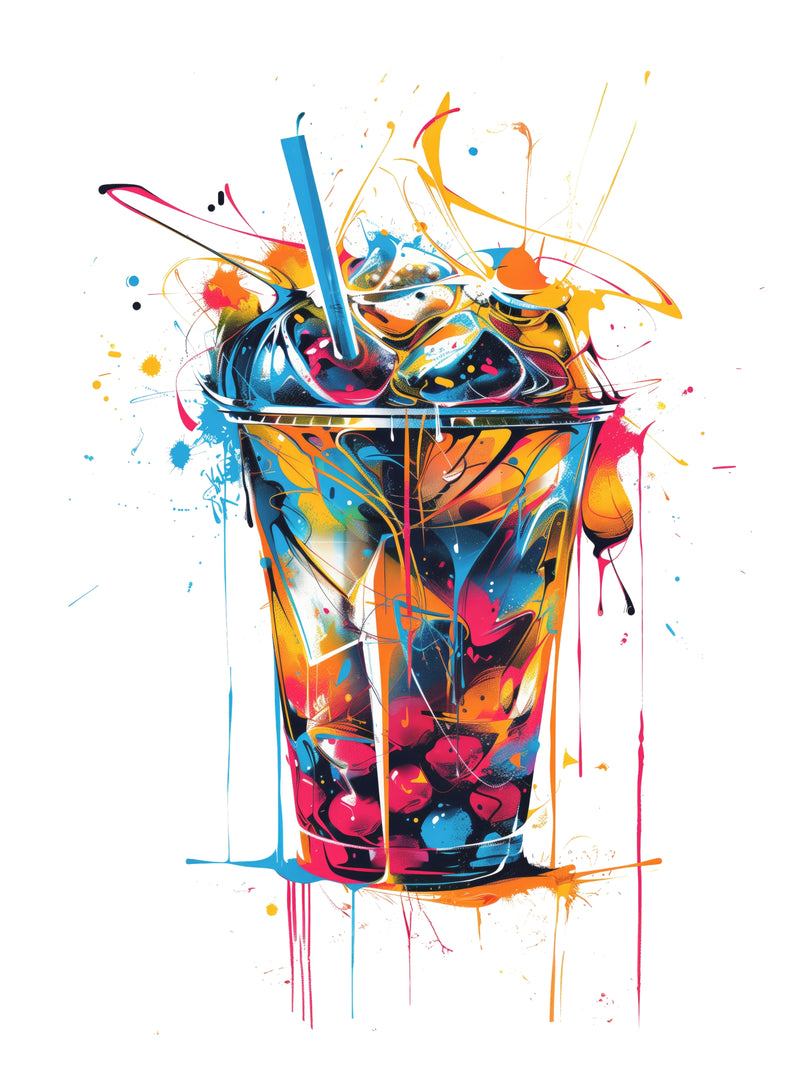 cool graphic t-shirt of a ice coffee drink