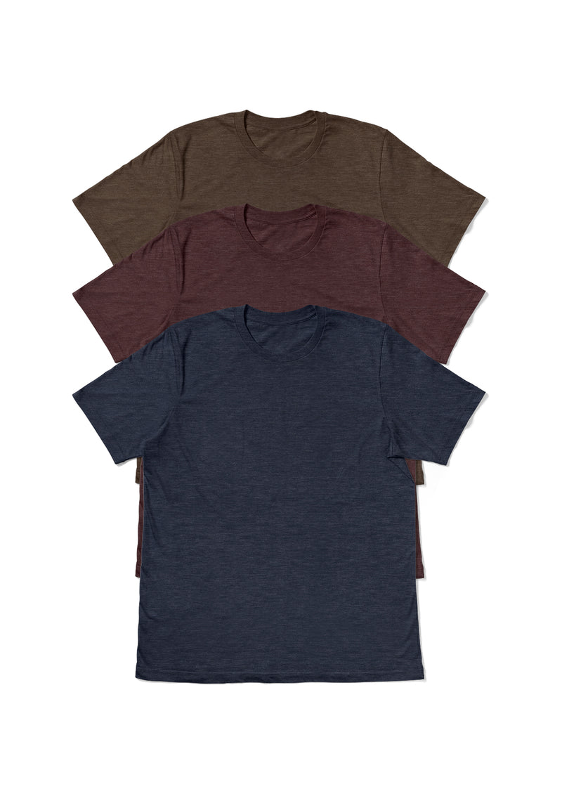 Men's 3 Pack T-Shirt Bundle - Brown, Maroon, Navy