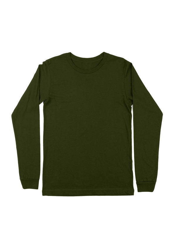 Olive Long Sleeve Crew Neck T-Shirt | Timeless & Eco-Chic