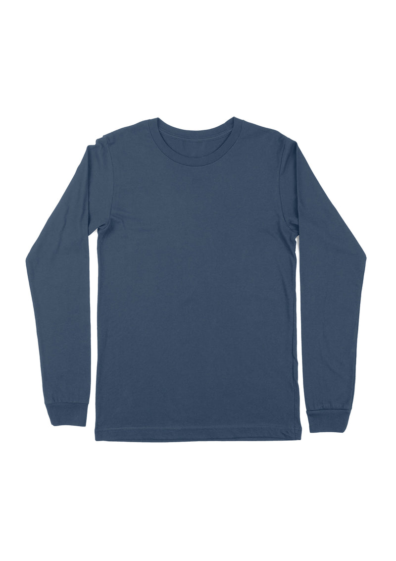 Steel Blue Long Sleeve Crew Neck T-Shirt | Soft & Sustainable