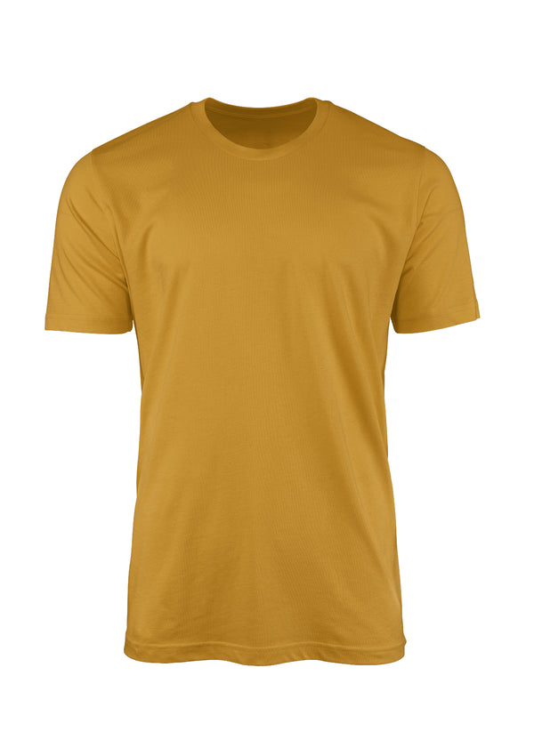 short sleeve mens crew neck mustard yellow t-shirt