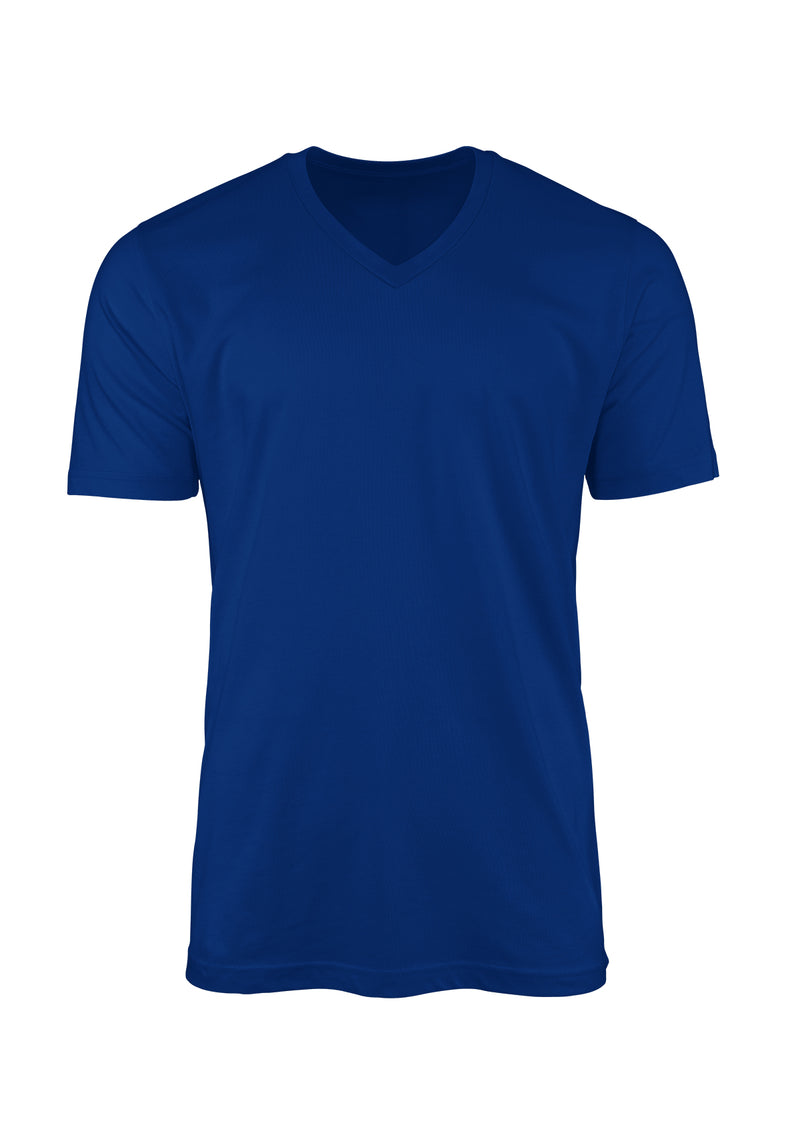 mens royal blue v neck airlume cotton t-shirt featured in 3D from perfect tshirt co