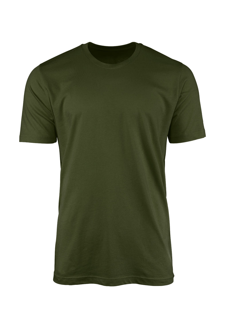 womens short sleeve crew neck olive green t-shirt in 3D