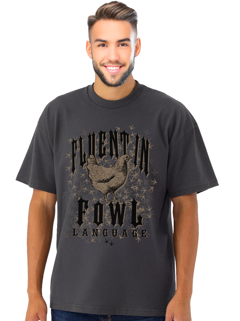 Fluent in Fowl Language Men’s Graphic Tee - Charcoal Gray