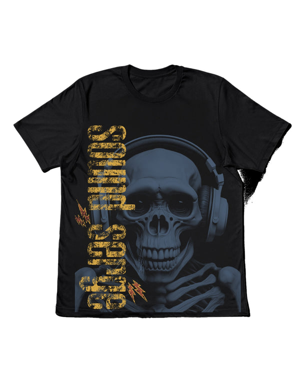 Sound Surge Men’s Graphic Tee - Black Skull Design