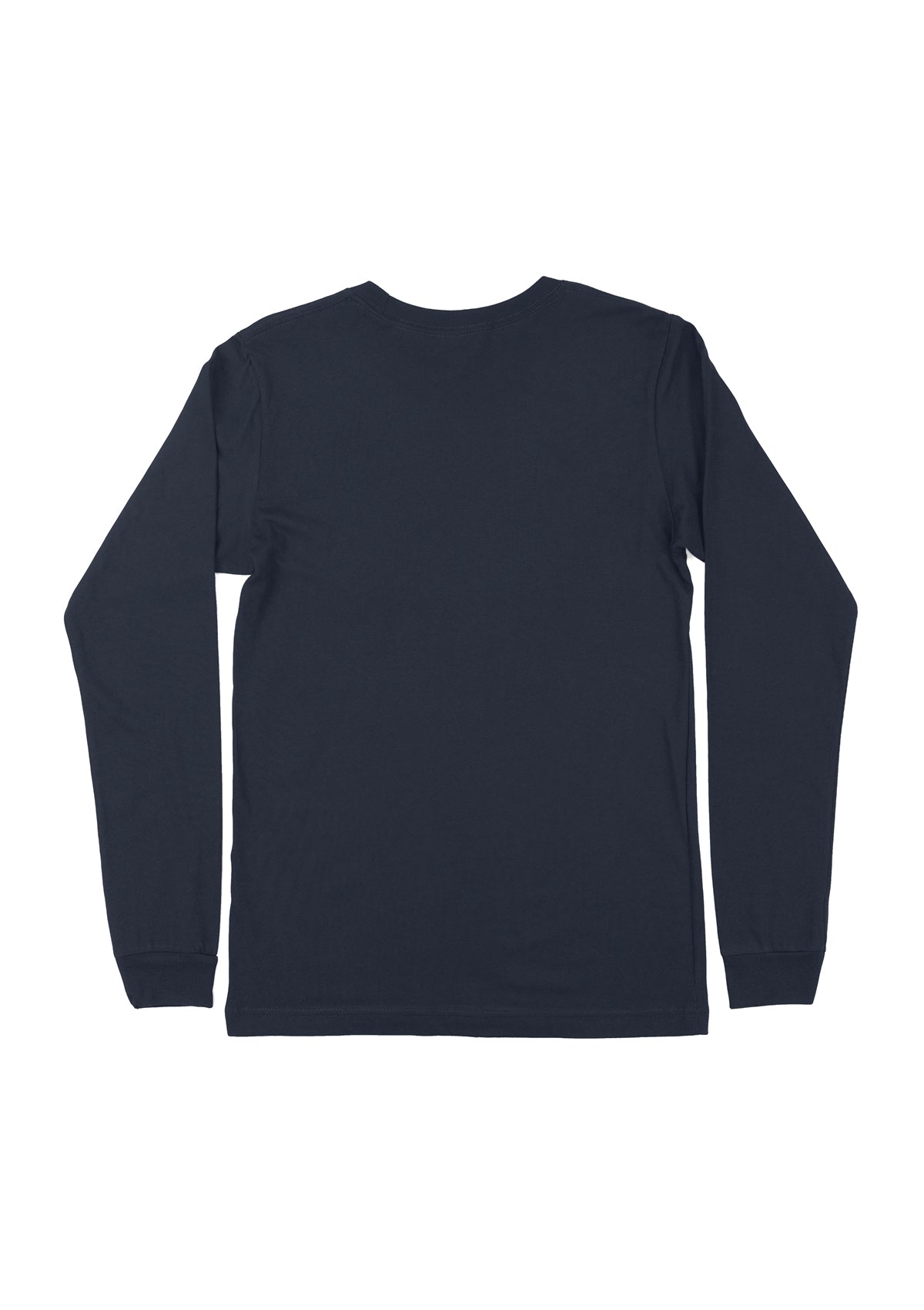 womens navy boyfriend cut t-shirt long sleeve crew neck back flat image