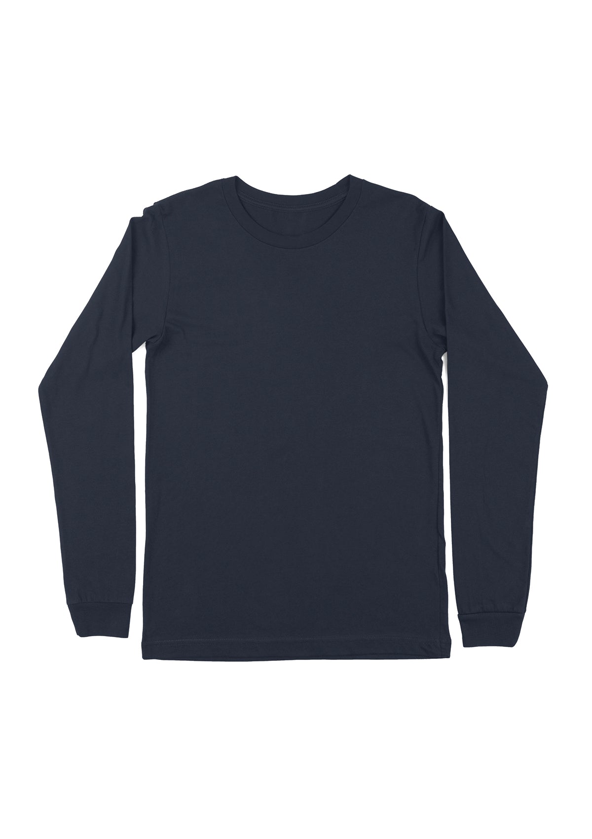 womens navy boyfriend cut t-shirt long sleeve crew neck front flat image