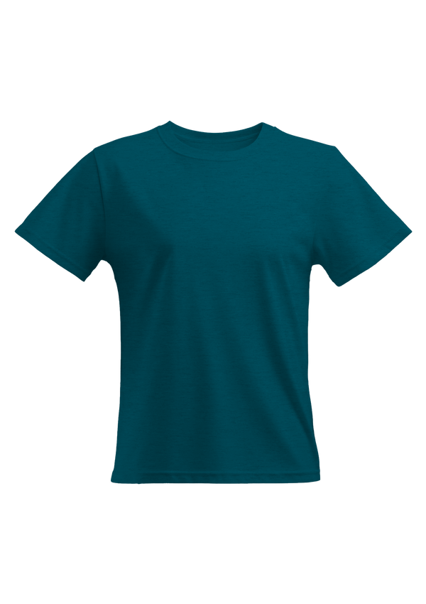 flat front 3D short sleeve crew neck womens teal t-shirt from Perfect TShirt Co