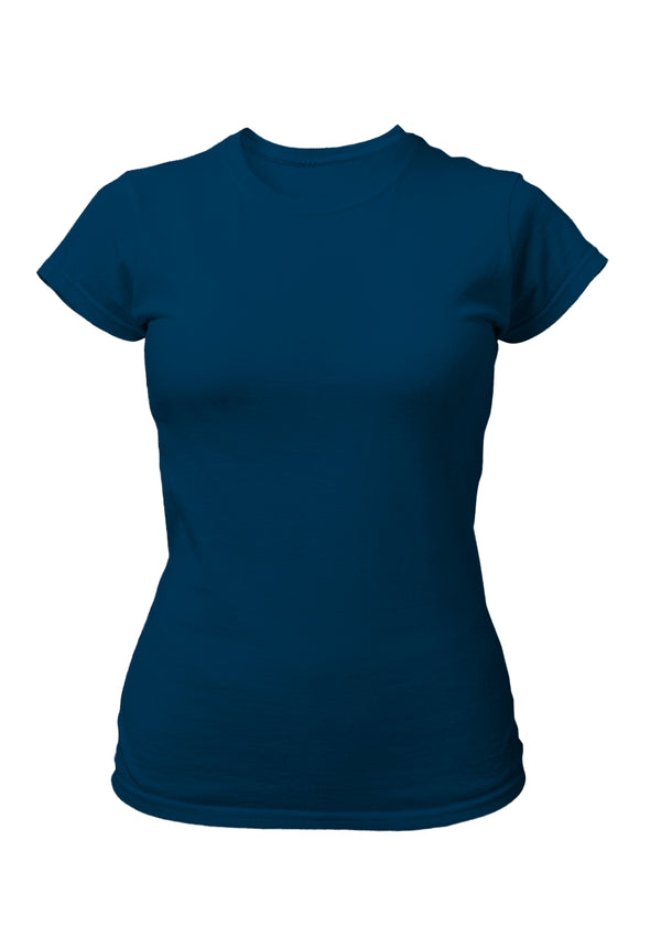 Women's Short Sleeve Crew Neck Deep Teal Blue Slim Fit T-Shirt