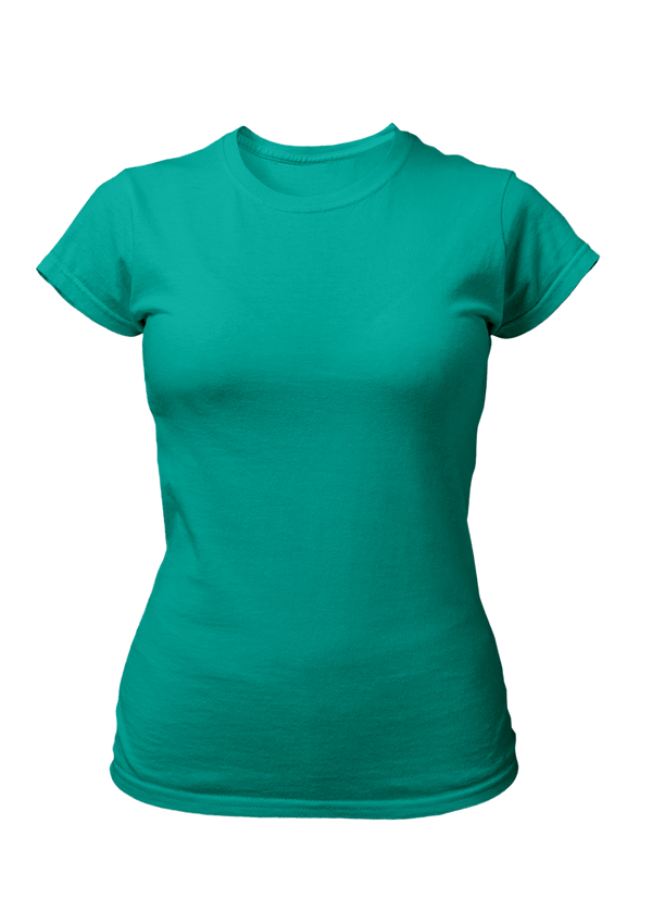Women's Short Sleeve Crew Neck Teal Blue Slim Fit T-Shirt
