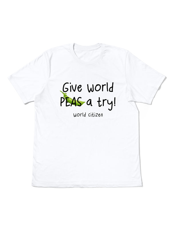 Give World Peas a Chance T-Shirt – Unisex Eco-Friendly Statement Tee