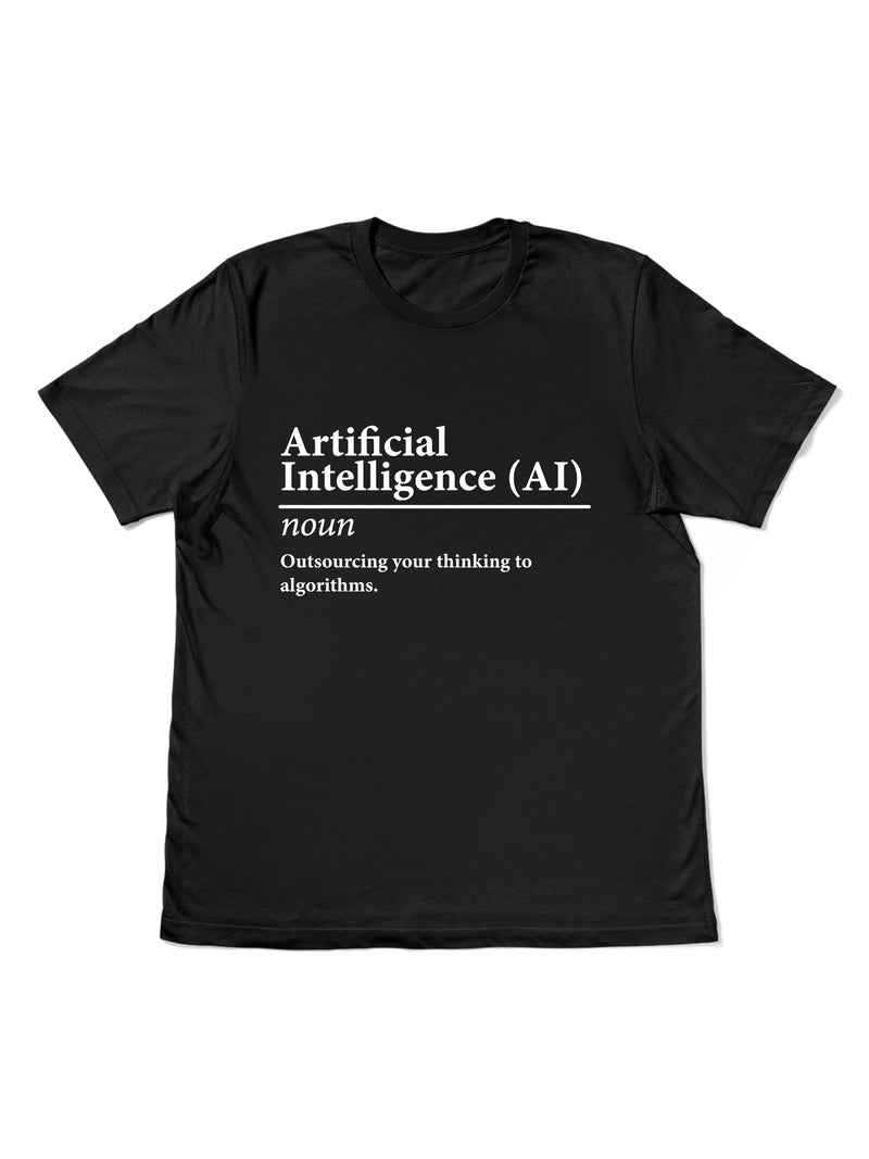 Flat Image of the Perfect TShirt's Artificial intelligence t-shirt created in a dictionary style print