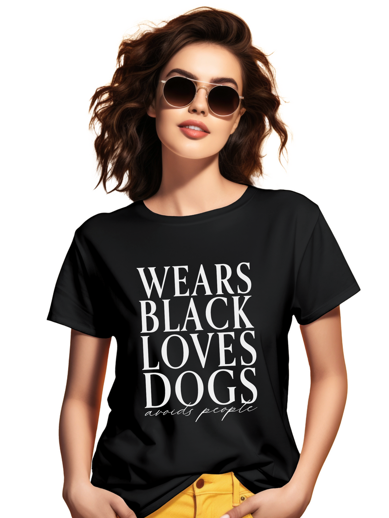 Wears Black Loves Dogs Graphic T-Shirt – Feminine Vibe