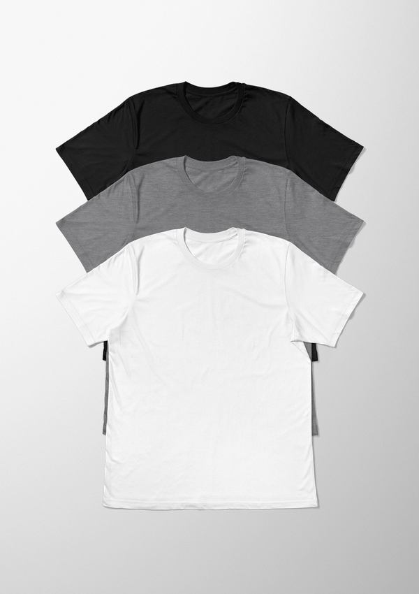 Big & Tall Mens T-Shirts Short Sleeve Crew Neck White Black and Gray 3 Pack